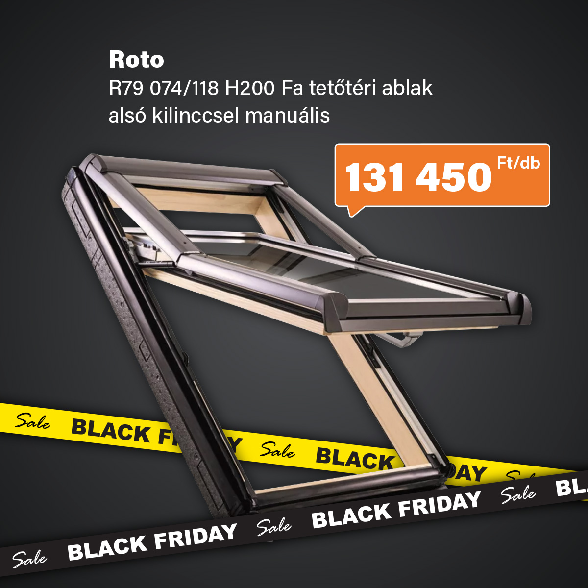Roto R79_ 074/118 H200 Fa tetőtéri ablak alsó kilinccsel manuális