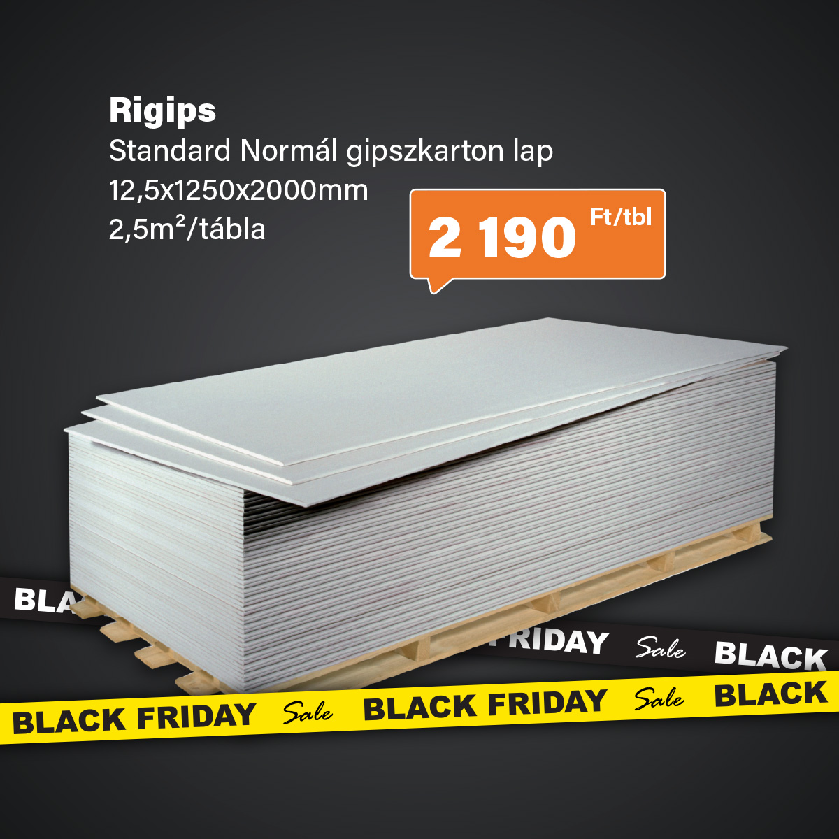 Rigips Standard Normál gipszkarton lap 12,5x1250x2000 mm