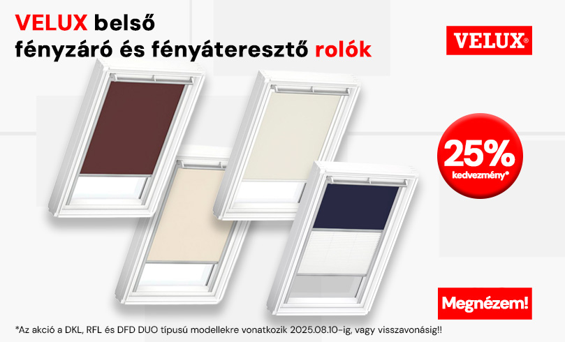 VELUX fényzáró és fényáteresztő árnyékolók 25% kedvezménnyel!