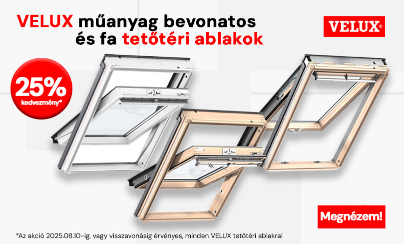 VELUX tetőtéri ablakok 25% kedvezménnyel