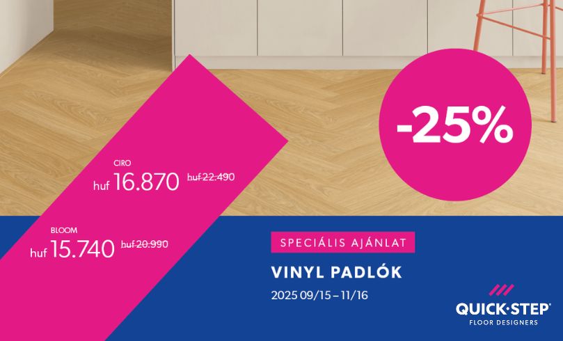 Quick step akció 2025.09.15-11.16. vinyl padlók